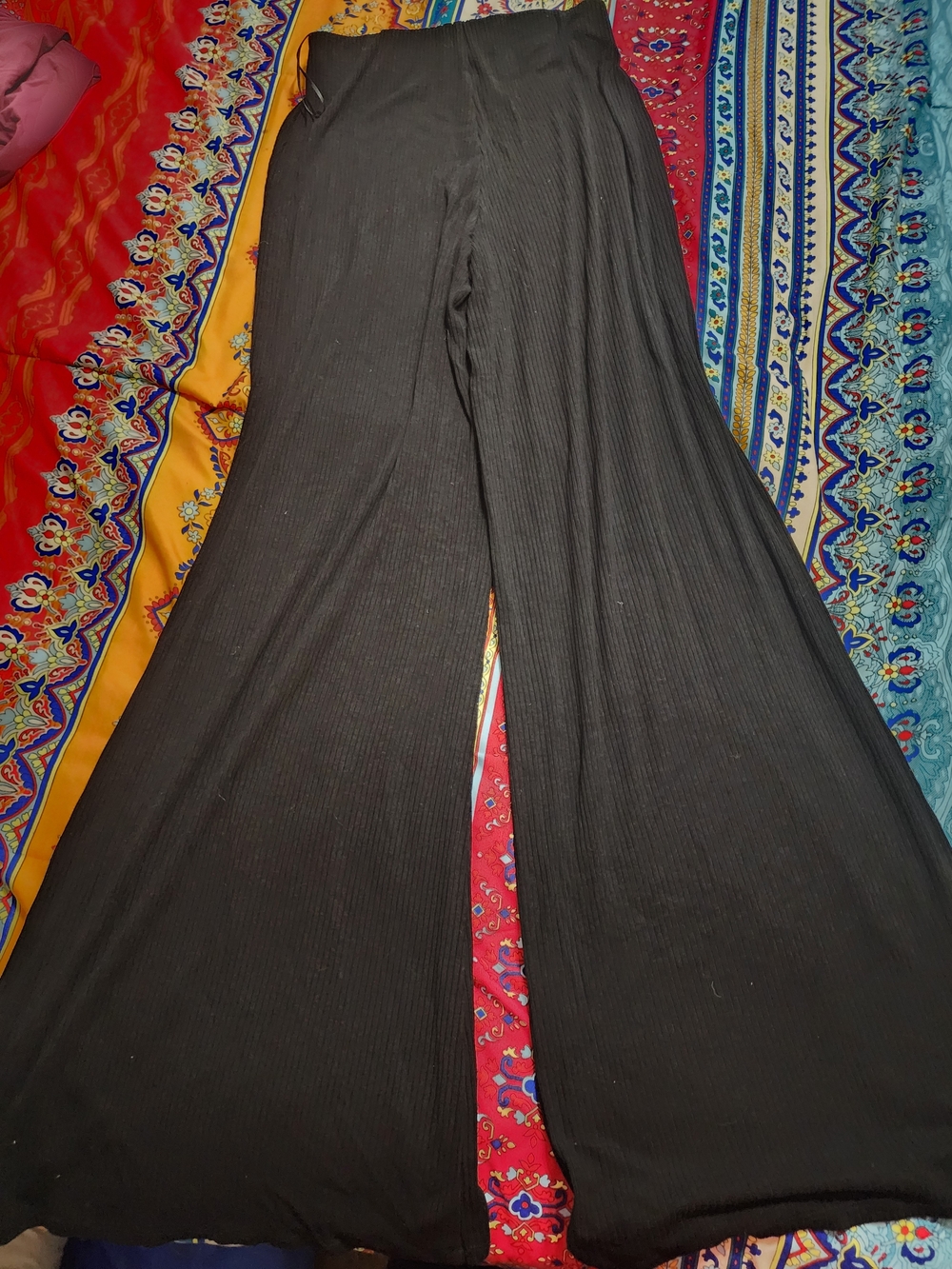 Women's Black Ribbed Wide-Leg Pants Blanc Clothing Brand